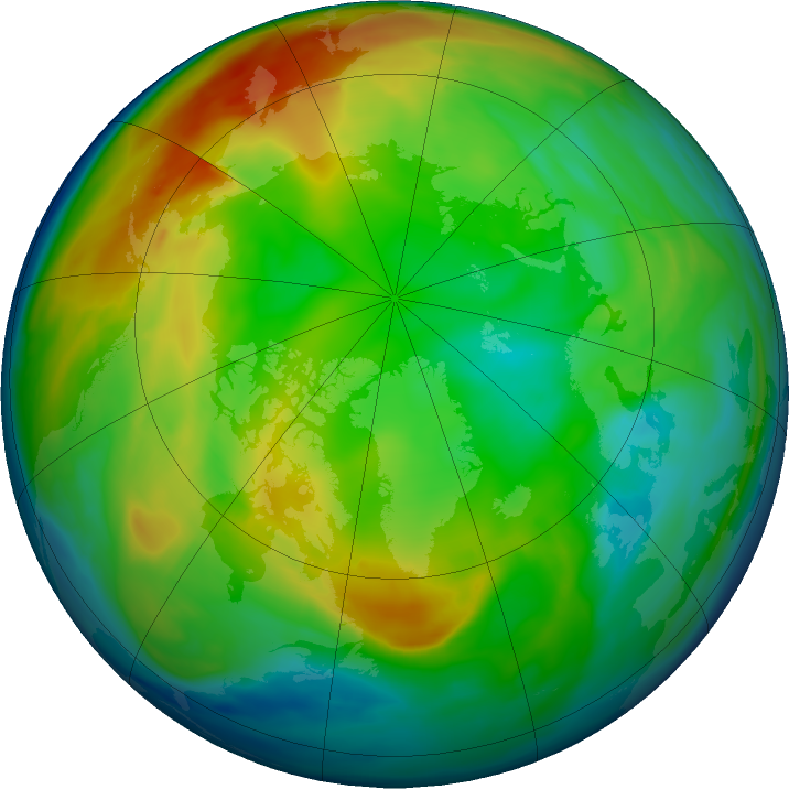 Arctic ozone map for 05 January 2023
